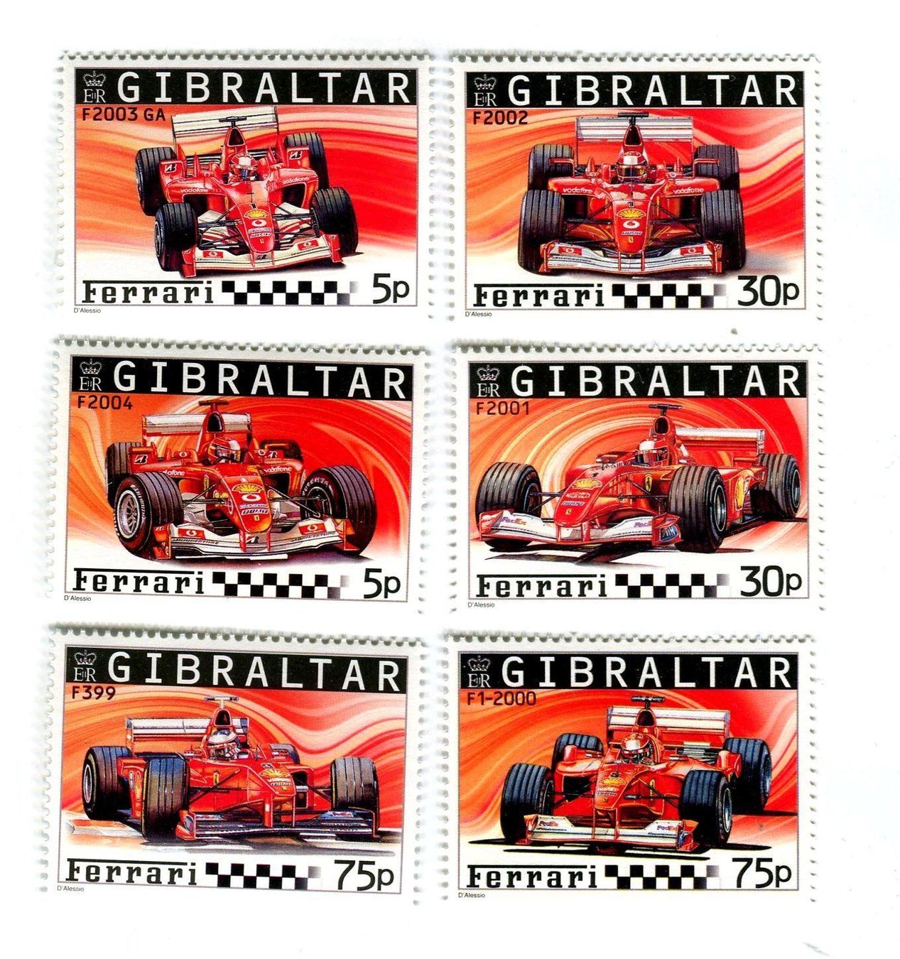 Alle Briefmarken: Briefmarken "Ferrari. Formel 1". Gibraltar – Neu und originalverpackt aus Basel von Butsch5