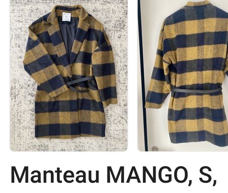 Mango Mantel, Gr. S, kariert Herbst Look mit Gürtel