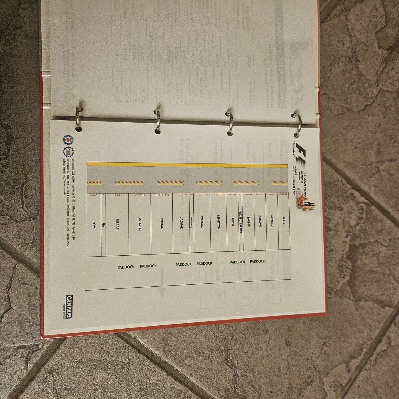 Dokumente: Formula one  - Formel 1 - 71. GP Monza im 2000 – Neu (gemäss Beschreibung) aus Kollbrunn von equipe-bachofner.ch 2