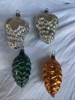 Weihnachtsbaumschmuck Glas Trauben Zapfen 4er Set antik