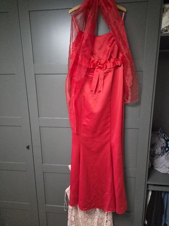 Elegantes Festkleid mit Tuch, Rot, Gr. 44 Sommer/Festlich,  
