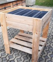 Jardinières en bois massif avec bacs intégrés, neuves
