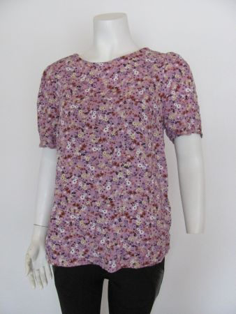 Frühlingsbluse mit Blumenmuster, Lila, Grösse 38, Top!