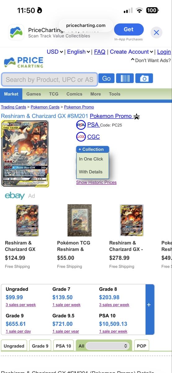Pokémon Carte collezionabili: Reshiram & Charizard GX #SM201 ab 1 – Usato da Lugaggia venduto da Oromoyo 2