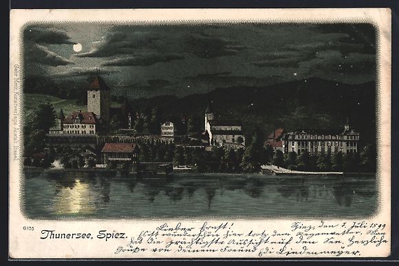 Cartoline postali: Litho Spiez / Thunersee, Teilansicht bei – Usato da Berlin venduto da bartko-reher