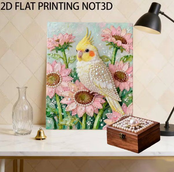 Bastelsets: Diamond Painting Perlen Nymphensittich – Neu und originalverpackt aus Obergösgen von Diydiamant 1