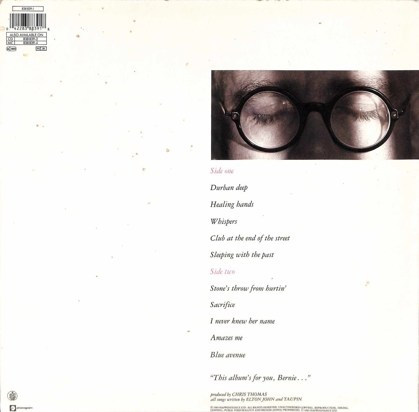 Dischi in vinile: LP Elton John - sleeping with the past – Usato da Trimmis venduto da Beax72 1