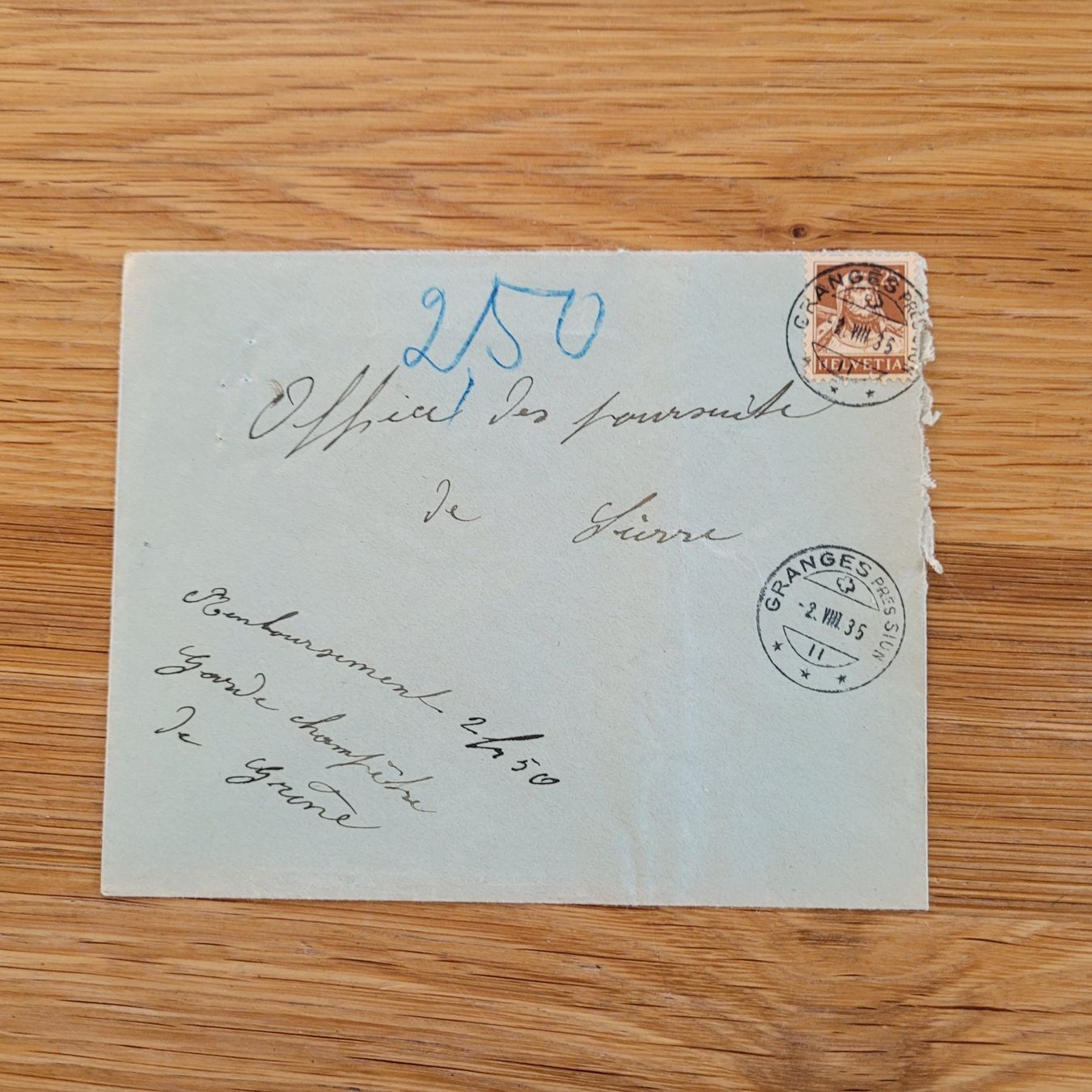 Tutti i francobolli: Brief Granges 1935 – Usato da Biel/Bienne venduto da Destockweb