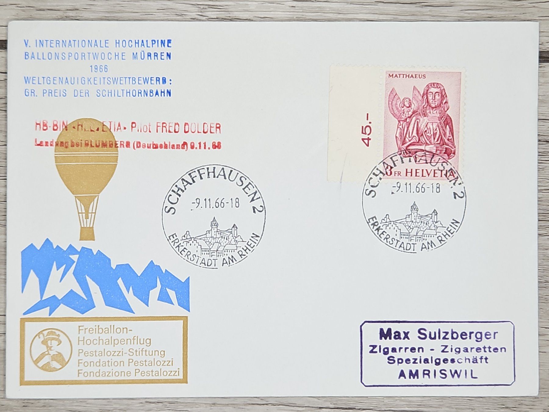 Tutti i francobolli: CL21 Enveloppe + Timbre Suisse 1966 – Usato da Cousset venduto da Patrick_Collections