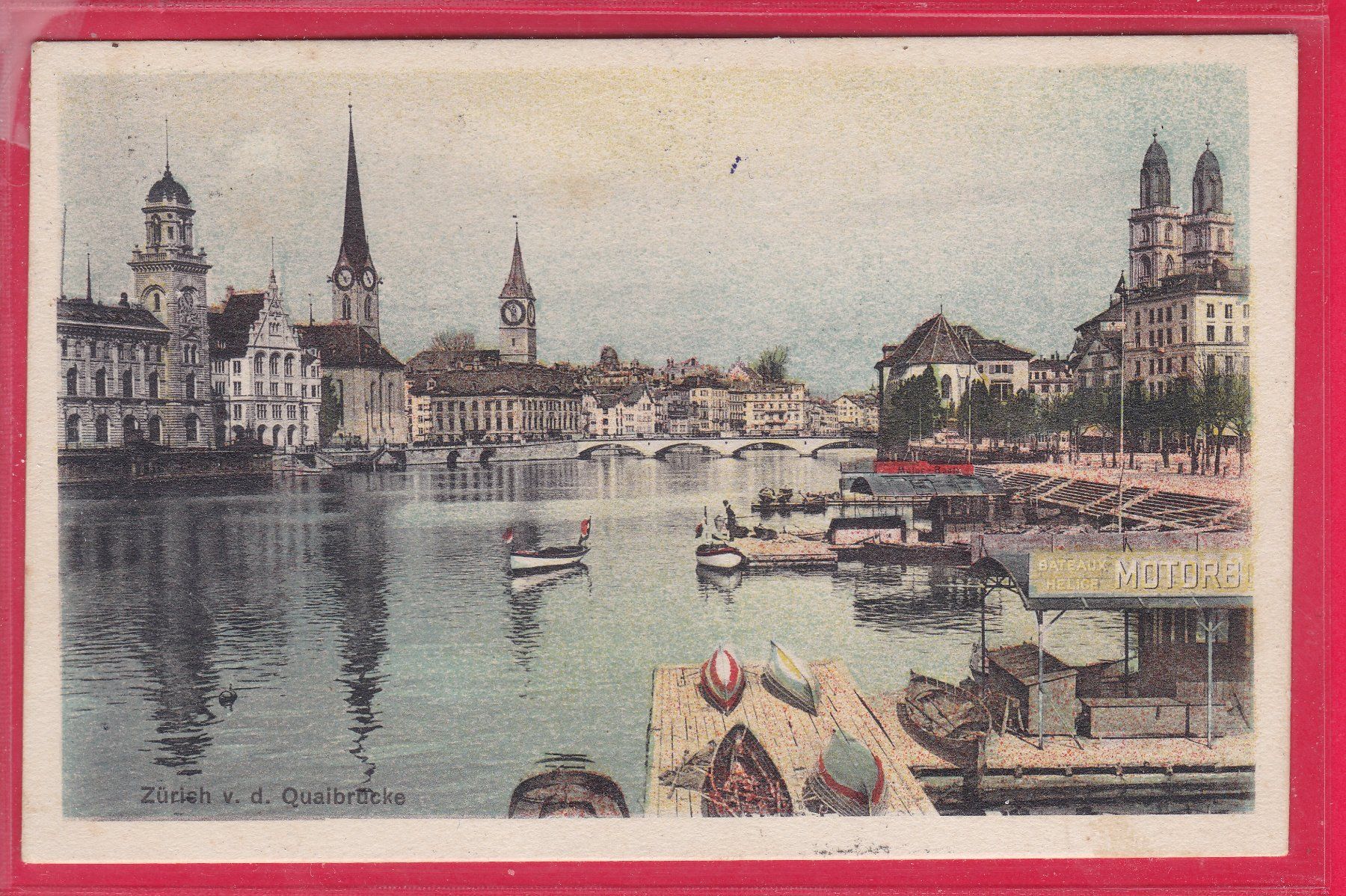 Cartoline postali: ZÜRICH VON DER QUAIBRÜCKE, 20.7.1908 – Usato da Oberrieden venduto da Gebirgsstelze