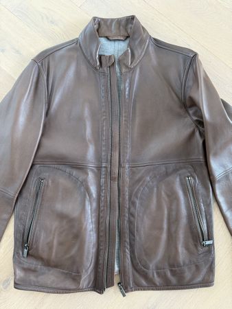 Massimo Dutti Brown Leather Jacket, Size M