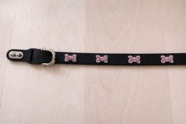 BoneFly Hunde Halsband (33 cm)  pinke swarovski knochen