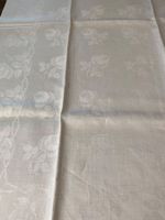 Tischtuch mit Rosen-Muster Damast? weiss 125 x 155 cm