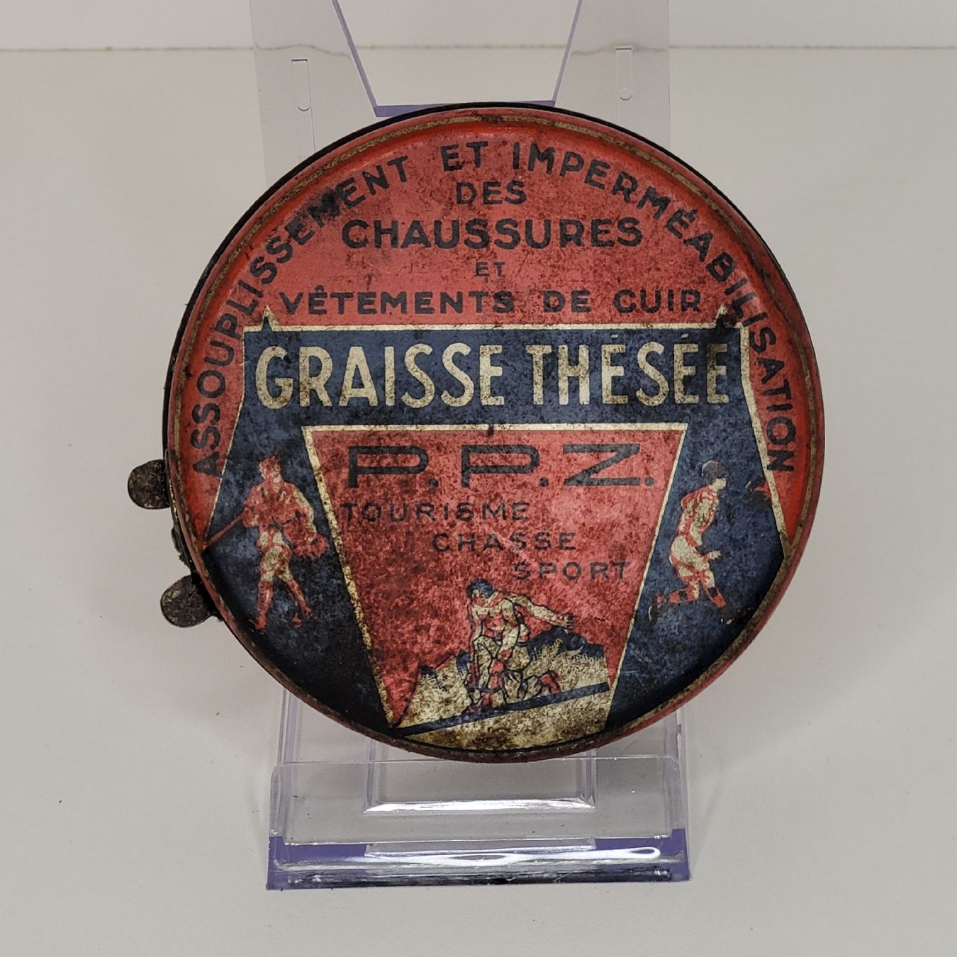 Barattoli: Ancienne boit métallique "Graisse Thésée" – Usato da Rocourt venduto da PapyCH