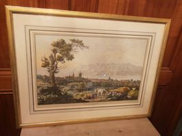 Stich Grosser, Bild,"Vue de Lausanne" de p. Beaulieu 62x47cm