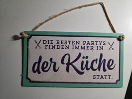 Tafel Schild Partys in der Küche 22 cm x 12 cm Karton