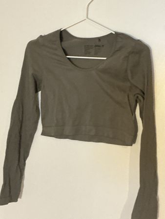 ONLY Langarmshirt Crop Top Gr. S Khaki