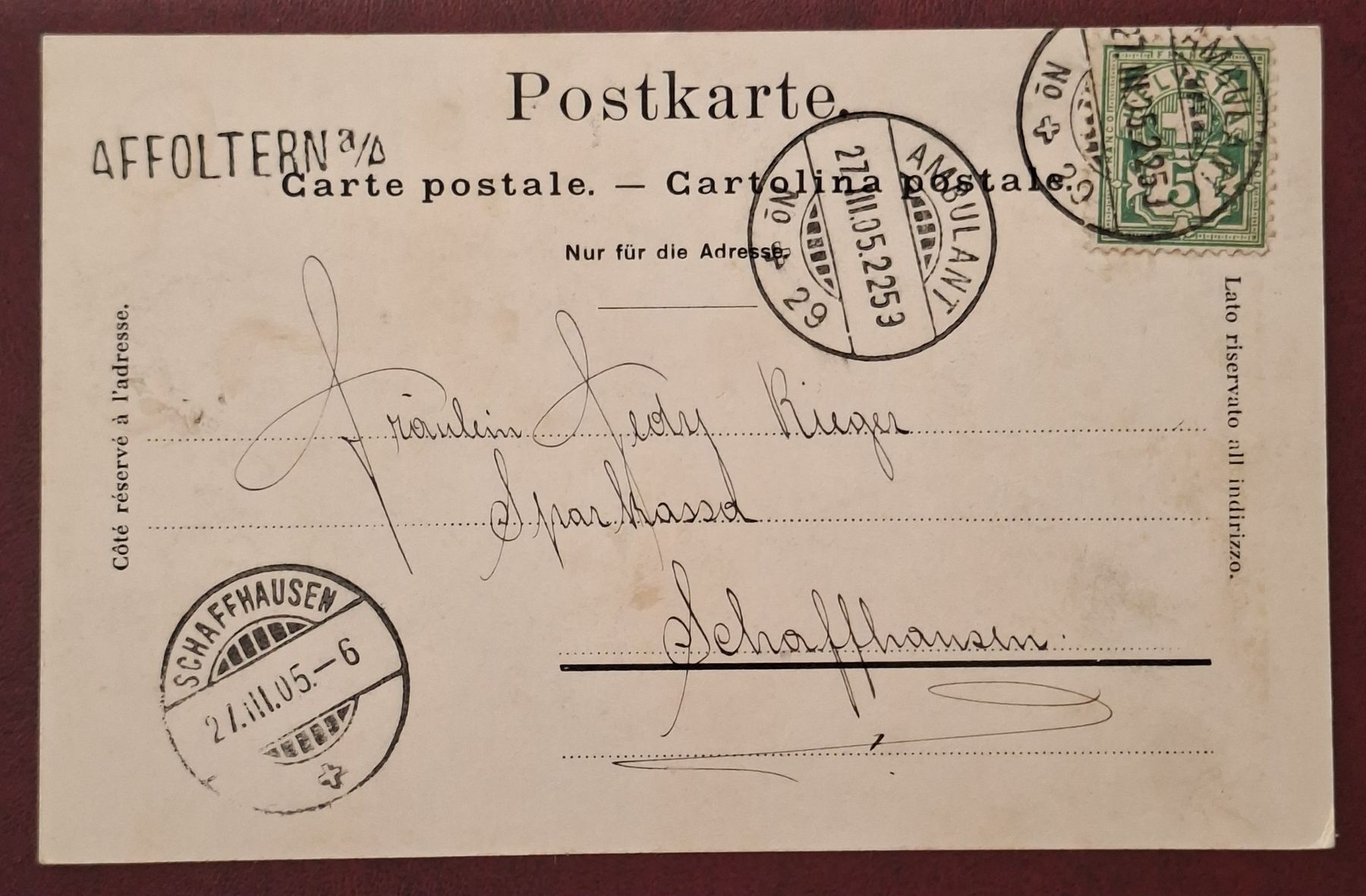 Cartoline postali: Affoltern am Albis – Usato da Affoltern am Albis venduto da Ab_1.- 1