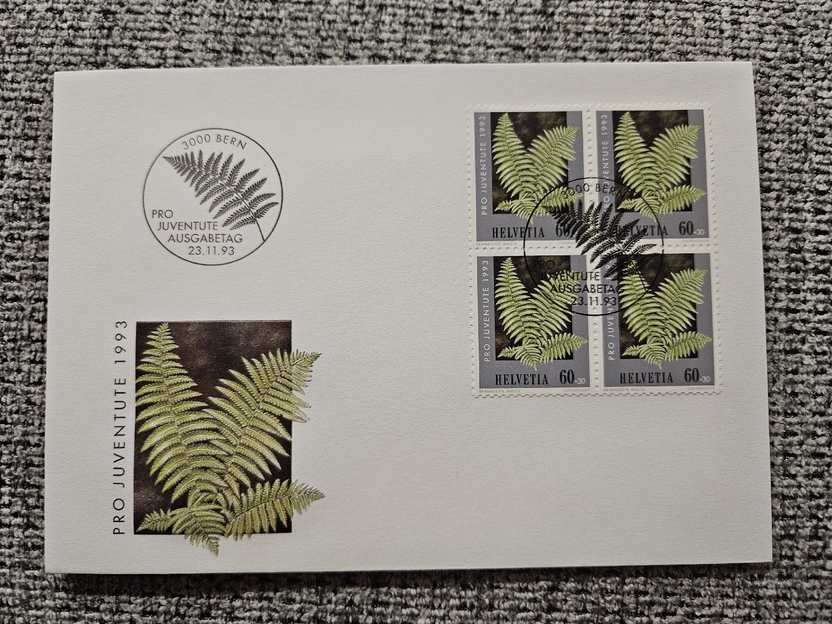Tutti i francobolli: Pro Juventute 4 Briefmarke mit 4 Couvert – Nuovo e nell'imballaggio originale da Chur venduto da Kohla1980 3