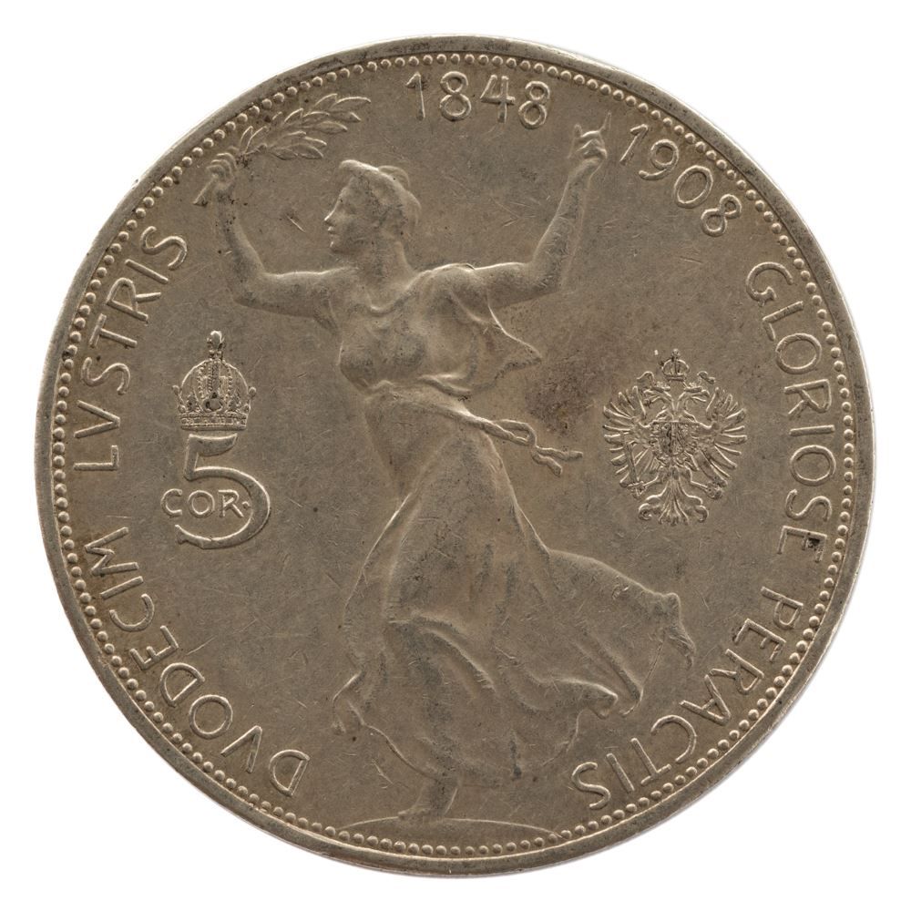 Alle Münzen: Österreich / Ungarn 5 Kronen 1908 Silber – Gebraucht aus Rotkreuz von Swiss-Coins