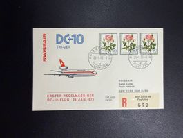 Swissair Erstflugbrief Zürich-New York 1973