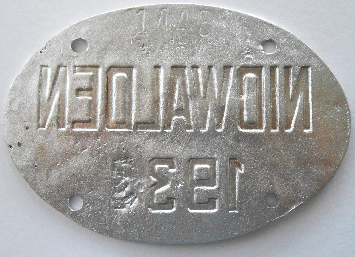 Insegne: Velonummer Nidwalden 1938 NW 38 – Usato da Bülach venduto da bauchnuschti2 1
