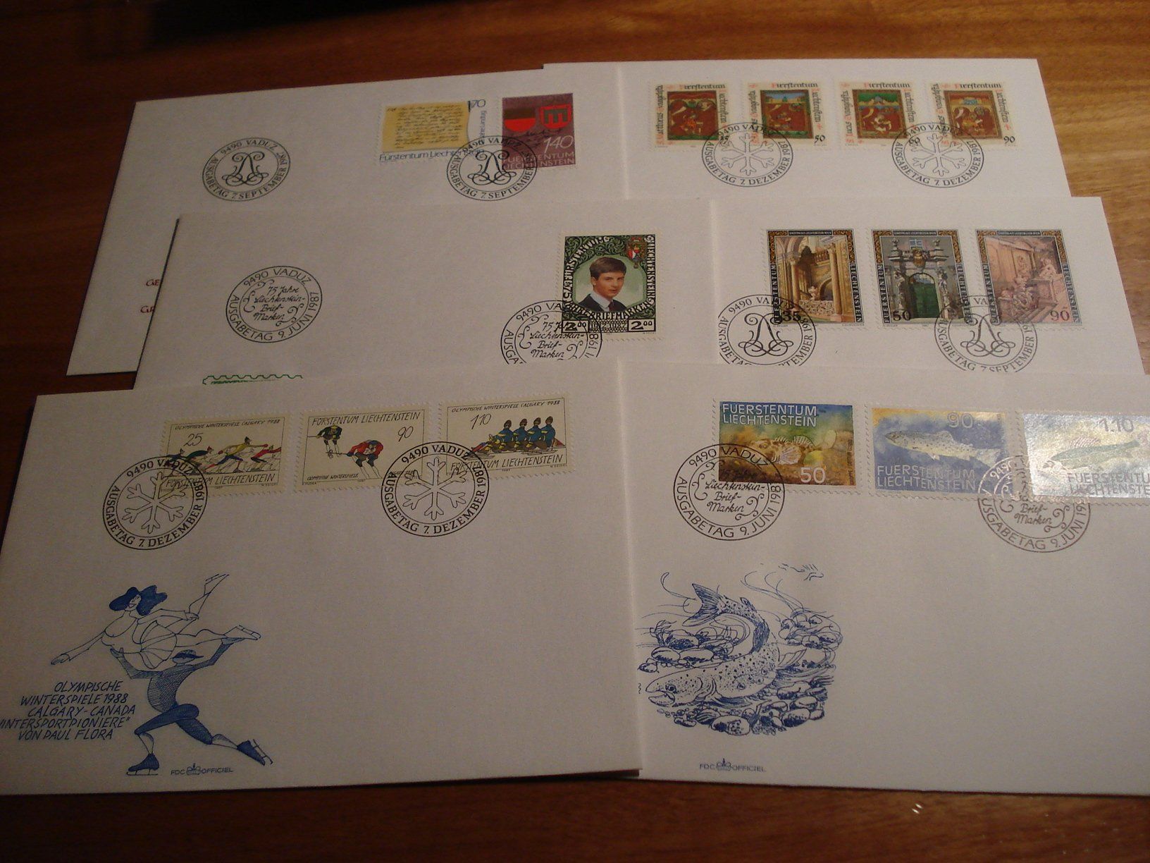Tous les timbres: Liechtenstein Set FDC 1987, 6 Belege – D'occasion à Niederwil AG par morostahu 1