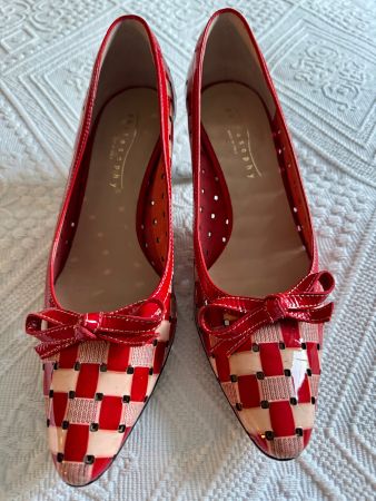 Rot-weisse Leder-Pumps, Marke Philosophy, Grösse 37,5