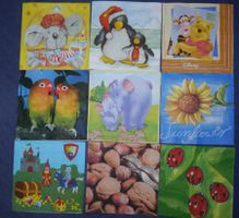 9 diverse Servietten (X) - zum Basteln oder Sammeln