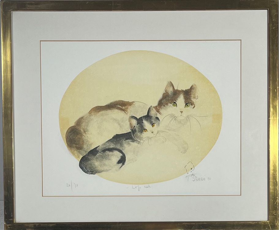 Dèdè (1936) Lithographie mit Katzen, Handsigniert 1