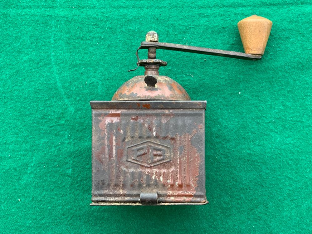 Ancien Moulin à Café Miniature Pour Poupée – Émile CAMELIN, Fer Blanc Laqué, Jouet Penny Toy Des Années 1930