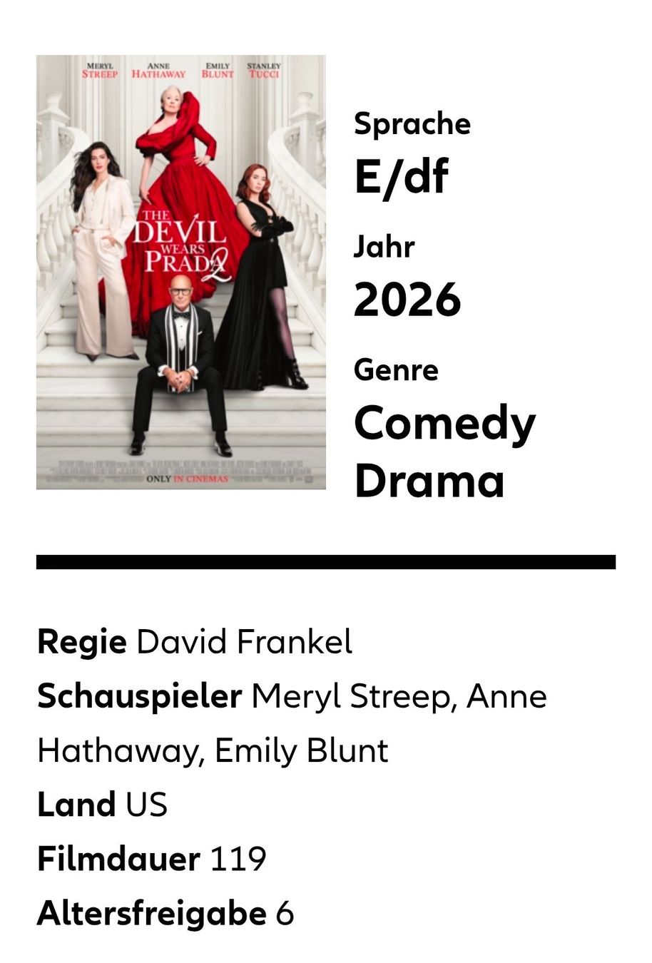 Biglietti: 2x Tickets Allianz Cinema - The Devil Wears Prada 2 – Nuovo e nell'imballaggio originale da Zürich venduto da pearl007