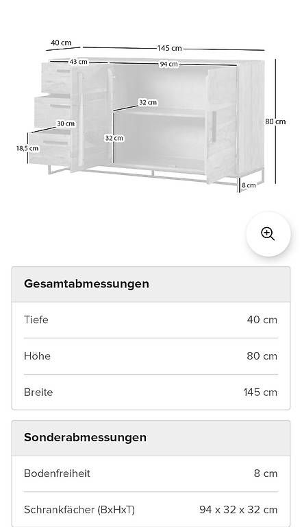 Cassettiere: Sideboard Akazie braun – Nuovo (secondo la descrizione) da bern venduto da sommer89 4