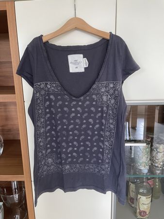 H&M T-Shirt, Graues Shirt mit Paisley-Muster, Grösse S