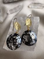 Boho Statement Ohrringe Schwarz Goldfarben Vintage