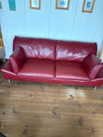 Sofa Leder rot 3-Plätzer gebraucht guter Zustand