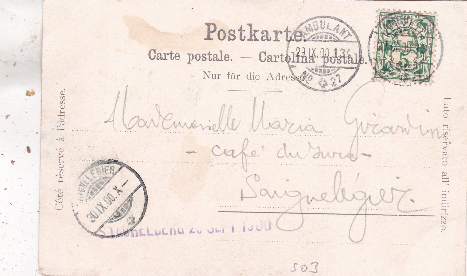 Ansichtskarten: Selbsanft und Schreyenbachfall 1900 – Gebraucht aus Herisau von Lisegrat2008 1