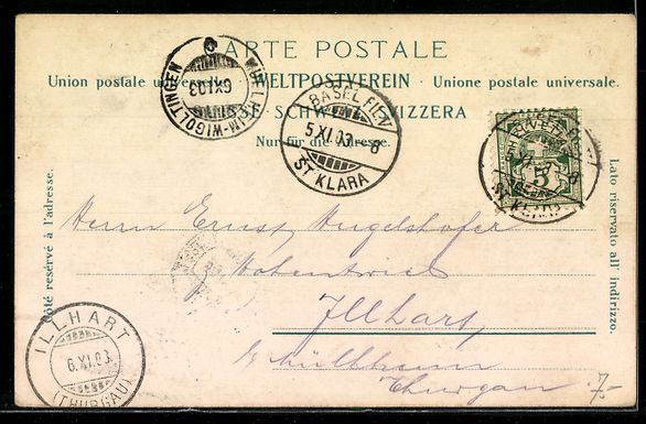 Cartoline postali: Basel, Stadtansicht mit 3. Rheinbrücken – Usato da Berlin venduto da bartko-reher 1