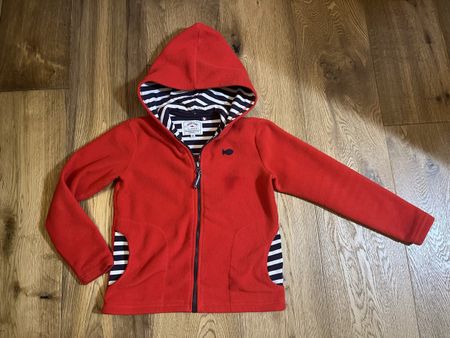 128cm Quality Fleece Jacket, 8A, Red & Navy