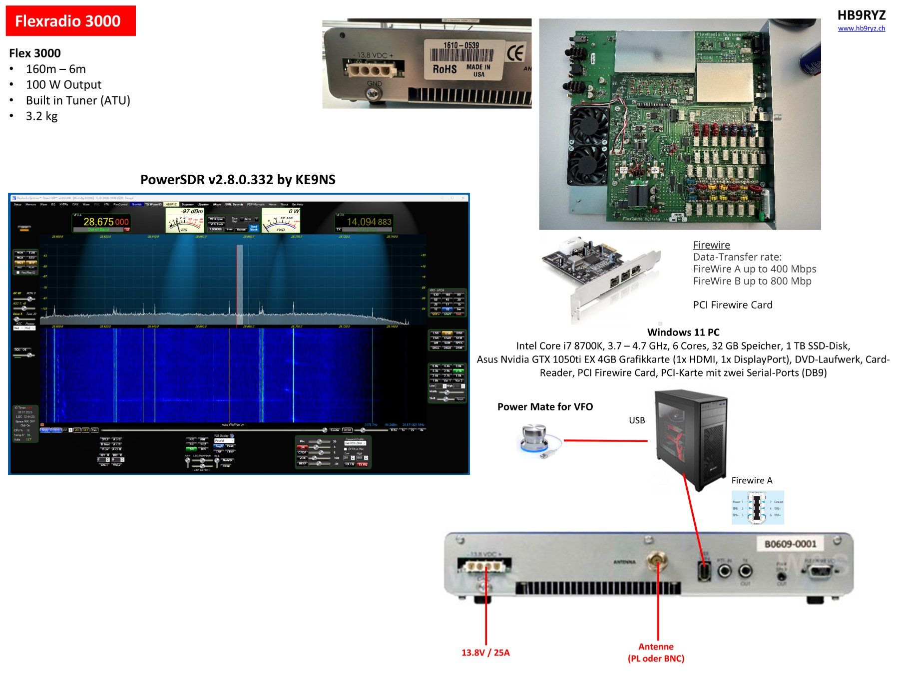 Funktechnik: Win 11 PC mit Firewire-Karte und einem Flex 3000 Transceiver – Gebraucht aus Hünenberg von Wsidler 2