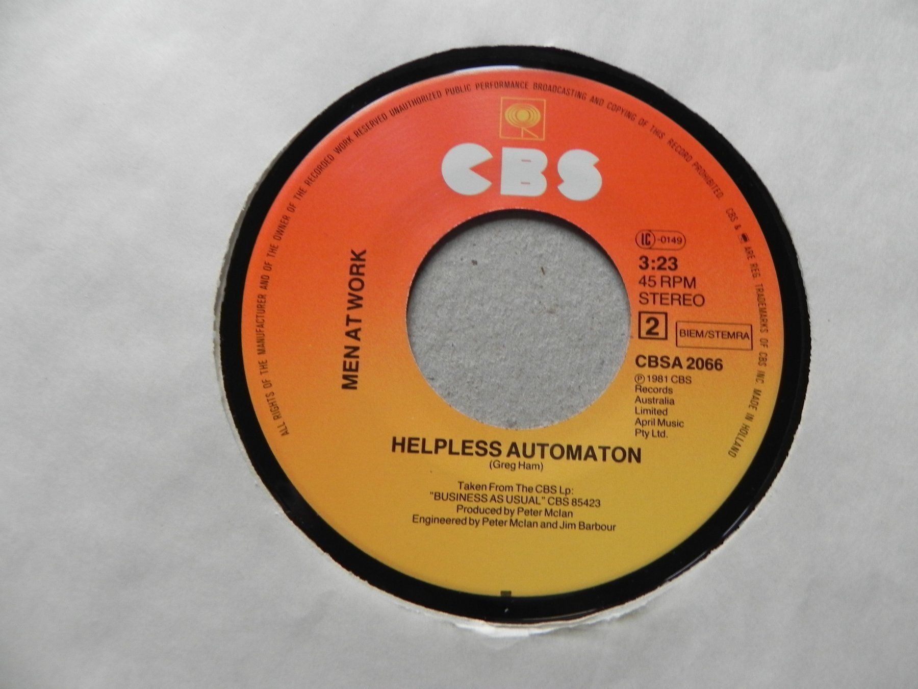 Schallplatten: Single Australien Rock Band Men at Work 1981 Hit Down Under – Gebraucht aus Siebnen von krimsie 3