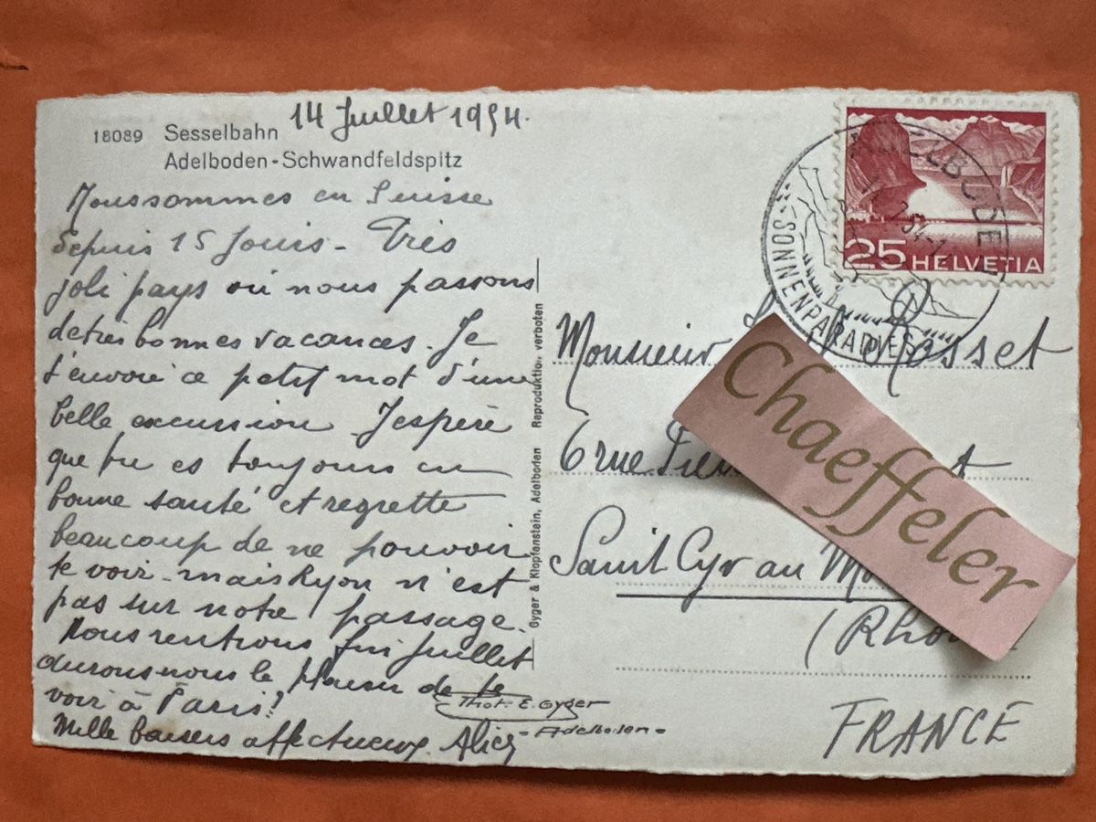 Cartes postales: 1954 Sesselbahn Adelboden-Schwandfeldspitze – D'occasion à Zürich par Chaeffeler 1