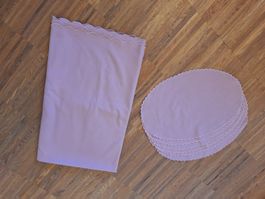 6x Tischsett und 1x Tischtuch 230x140cm Rosa