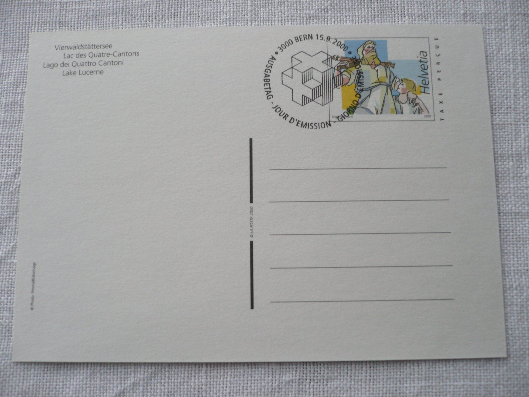Alle Briefmarken: 2000 Postkarte Tourismus II Vierwaldstättersee ET – Gebraucht aus Zürich von saltandpepper008 1