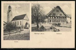 AK Beinwil /Muri, Gasthaus und Kirche