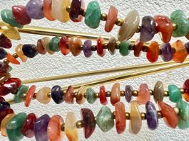 Multicolor Naturstein Kette im Verlauf Unikat lebendig 65cm