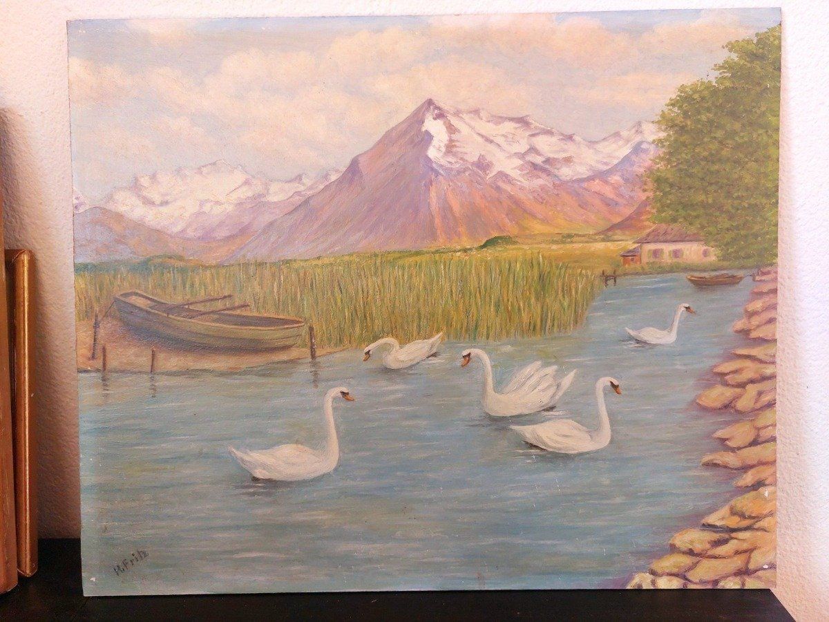 Dipinti: Vintage Öl Gemaelde Schweizer Landschaft 56x46cm – Usato da Horgen venduto da zur_jq85 4