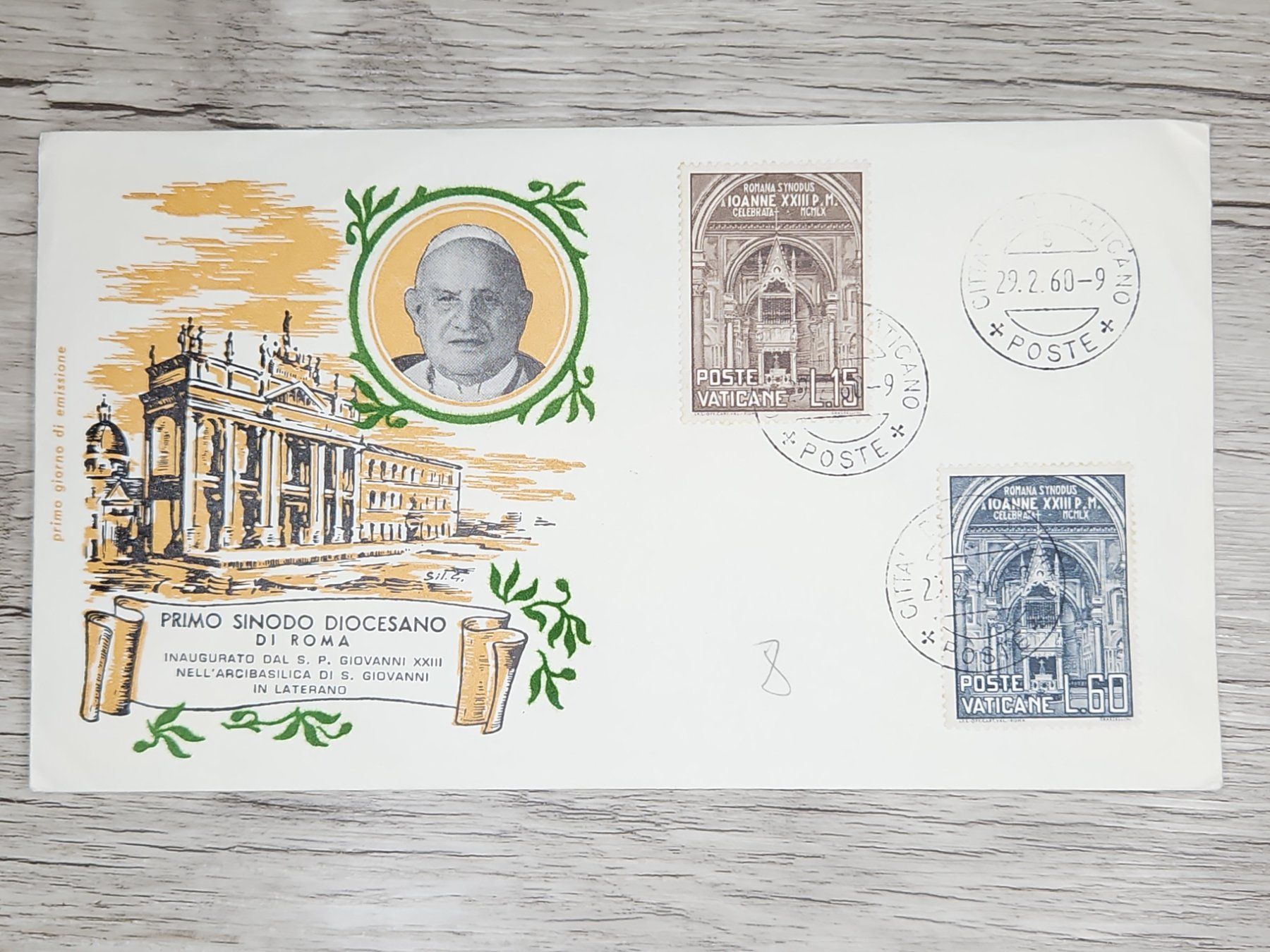 Tutti i francobolli: CL05 Enveloppe + Timbre Poste Vaticane 1960 – Usato da Cousset venduto da Patrick_Collections