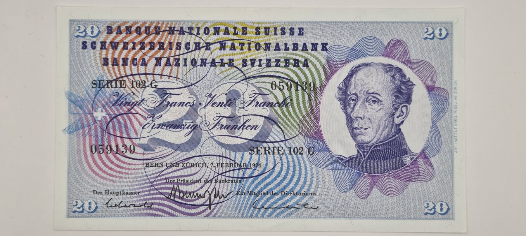 Banconote: Note 20 FR 1974 ungefaltet – Nuovo e nell'imballaggio originale da Bure venduto da chap981