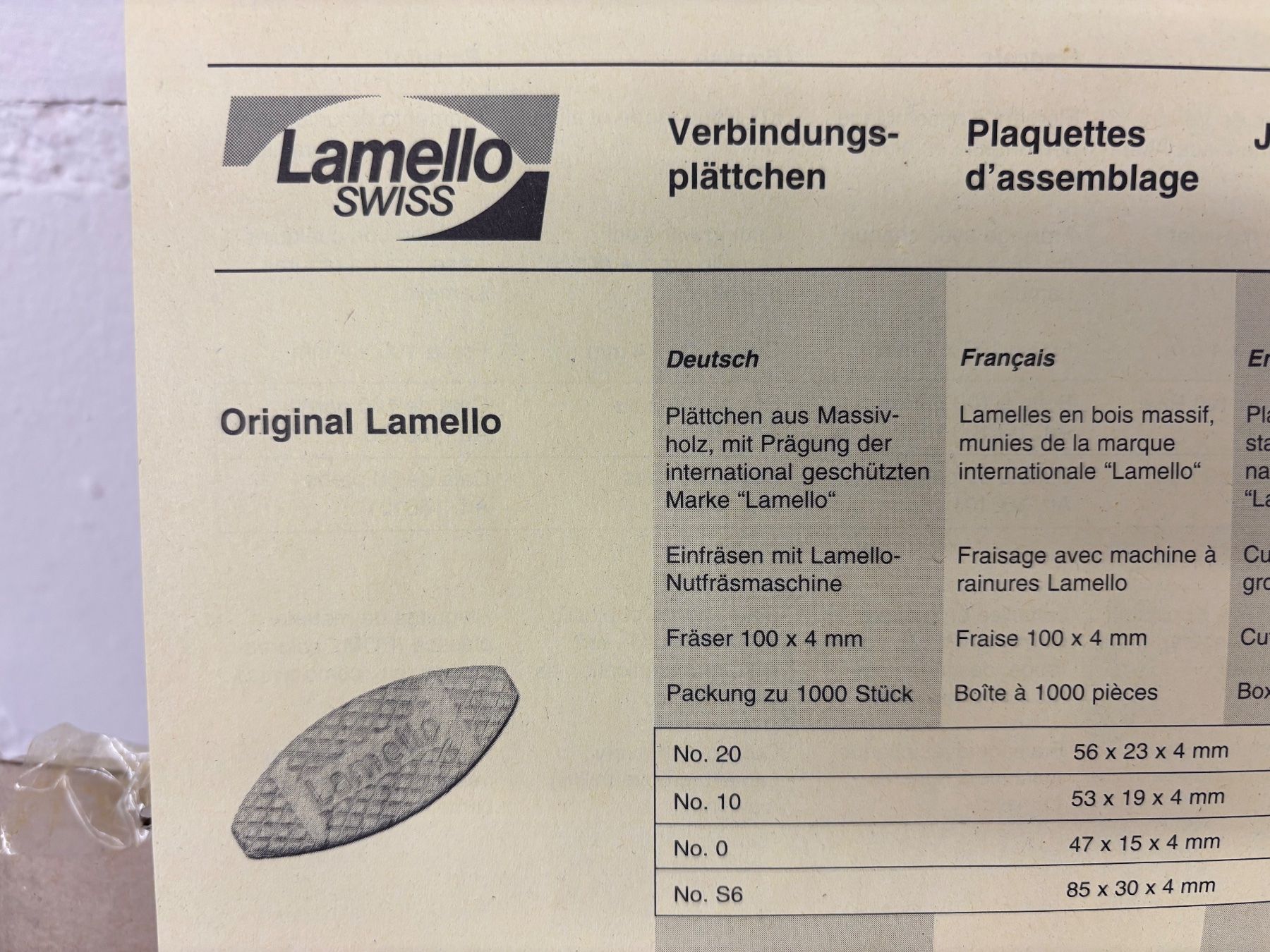 Articoli in legno: Lamello Flachdübel Grösse 0 - Neuwertig – Nuovo (secondo la descrizione) da Winterthur venduto da ReUse_Baumarkt 3